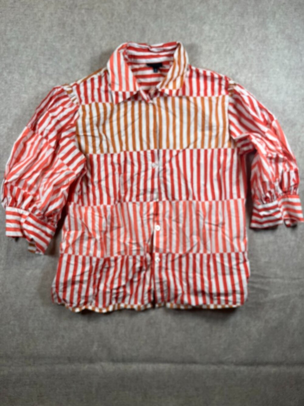 Who What Where Medium Coral and orange Stripped Button down